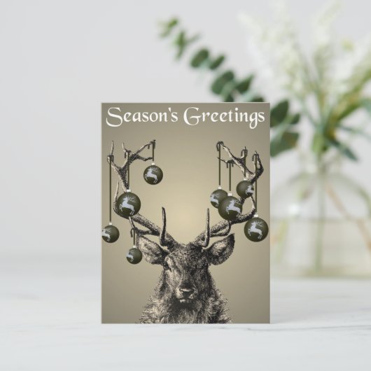 Stag Print, Hirschdruck, Vintag, skandinavisch Postkarte (Stehend Vorderseite)