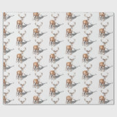 Stag Reindeer First Snowfall Weihnachtsweiße Geschenkpapier (Flach)