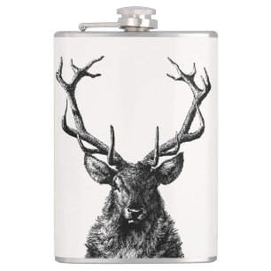 Stag Reindeer Rustic Flachmann