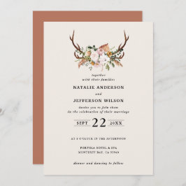 Stag Rost Terracotta floral elegant modern Einladung
