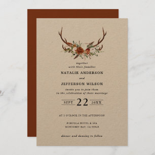 Stag Rost Terracotta floral elegant modern Einladung