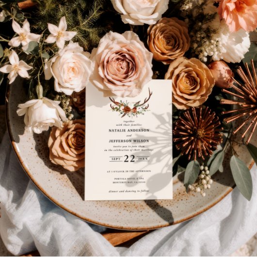 Stag Rost Terracotta floral elegant modern Einladung