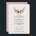 Stag Rost Terracotta floral elegant modern  Einladung<br><div class="desc">Rustikale Blumen und Junggeselle laden zum Hochzeitsfeiern ein. Mit schönem Rost,  Terrakotta,  rot-rosa und sage-grüne Pampas Gras Eukalyptus Aquarell Details. Diese moderne Hochzeitsfeier lädt zum Set des Stils für Ihren großen Tag ein.</div>