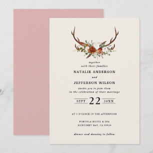 Stag Rost Terracotta floral elegant modern  Einladung