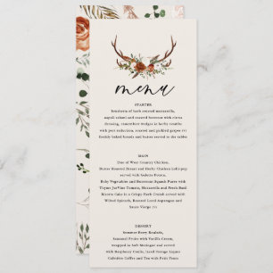 Stag Rost Terracotta floral elegant modern Menükarte