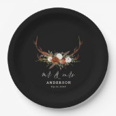Stag rustic botanische Hochzeit mr und mrs script Pappteller (Vorderseite)