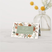 Stag rustikale botanische Hochzeit Salbei Grün Blü Platzkarte (Vorderseite)