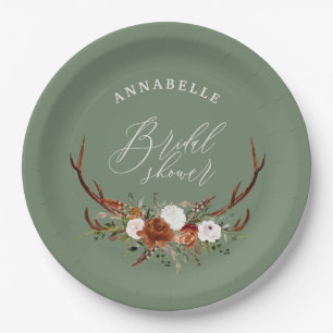 Stag rustikale Salbei botanisches Brautparty Pp Pappteller