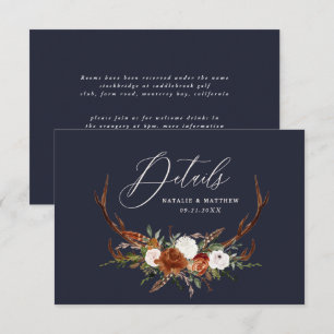 Stag terracotta navy blau florale elegante Hochzei Save The Date