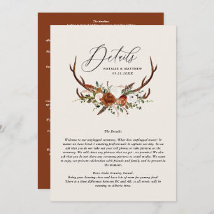 Stag terracotta Rost Blumen elegante Hochzeitsbudg Save The Date