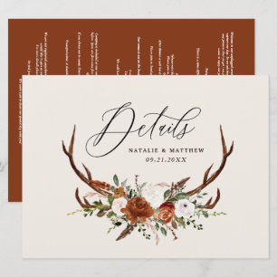 Stag terracotta Rost Blumen elegante Hochzeitsbudg Save The Date