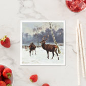 Stag und Dog in einer verschneiten Landschaft Serviette (Beispiel)