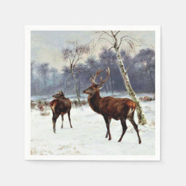 Stag und Dog in einer verschneiten Landschaft Serviette