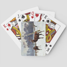 Stag und Dog in einer verschneiten Landschaft Spielkarten