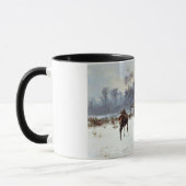 Stag und Dog in einer verschneiten Landschaft Tasse (Links)