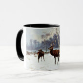 Stag und Dog in einer verschneiten Landschaft Tasse (Vorderseite Links)