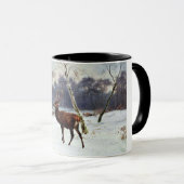 Stag und Dog in einer verschneiten Landschaft Tasse (VorderseiteRechts)