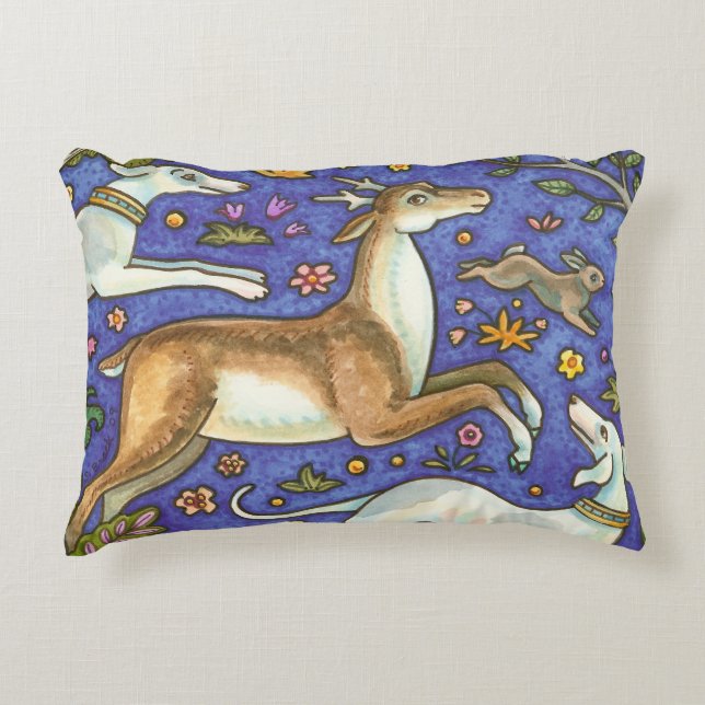 Stag und Hunde, klassische ACCENT PILLOW individue Dekokissen (Vorderseite)