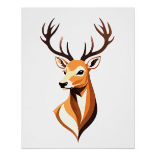 Stag Vector Art Animal Modern Urban City Grafik Poster