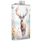 Stag Vintage Blume des Tierschutzes Art Flachmann (Rechts)