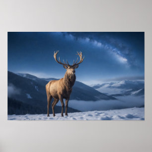 Stag Wild Majestic Animal in der Sternengalaxie Poster