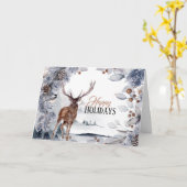 Stag Winter Kiefernkegel Waldlandschaft Aquarell Karte (Gelbe Blume)