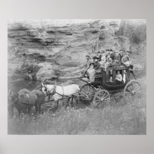 Stagecoach-tragende Männer, Frauen u. Kinder Poster
