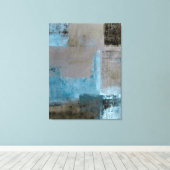 "Staged" Aquamarine und braune Abstrakte Kunst Can Leinwanddruck (Insitu (Holzboden))