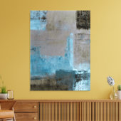 "Staged" Aquamarine und braune Abstrakte Kunst Can Leinwanddruck (Insitu (Wohnzimmer))