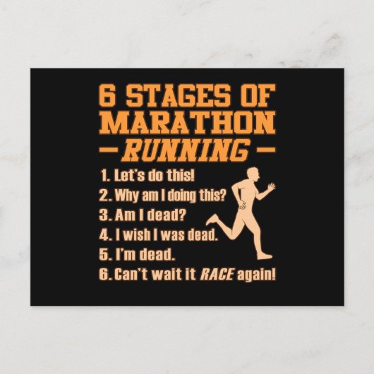 Stages Of Marathon Running Sarcastic Runner Graphi Einladungspostkarte (Vorderseite)