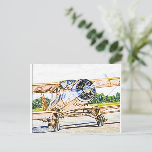 Staggerwing-Vintages Flugzeug Postkarte (Stehend Vorderseite)