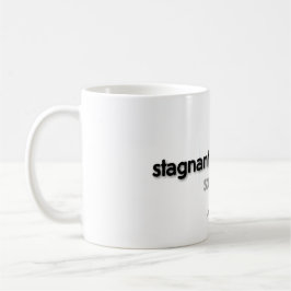 stagnierende Routinen - schwarz und grau auf weiß Kaffeetasse