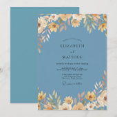 Stahl-Amber-Blatt-Hochzeit Einladung (Vorne/Hinten)