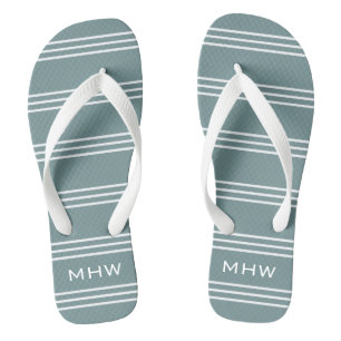 Stahl Blue Stripes kundenspezifische Monogramm San Badesandalen