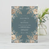 Stahl Champagner Blatt Hochzeit Einladung (Stehend Vorderseite)