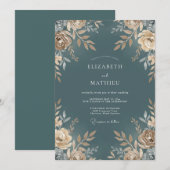 Stahl Champagner Blatt Hochzeit Einladung (Vorne/Hinten)