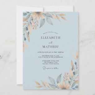 Stahl Champagner Blatt Hochzeit Einladung