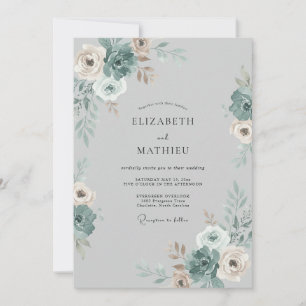Stahl Champagner Pfingstrosen Hochzeit Einladung