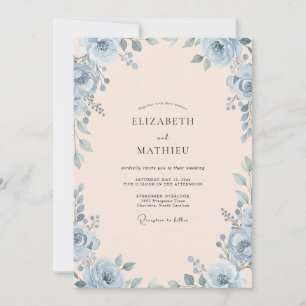 Stahl Champagner-Rosen-Hochzeit Einladung