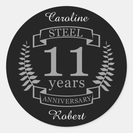 Stahl Elfter Hochzeitstag 11 Jahre Runder Aufkleber (Vorderseite)