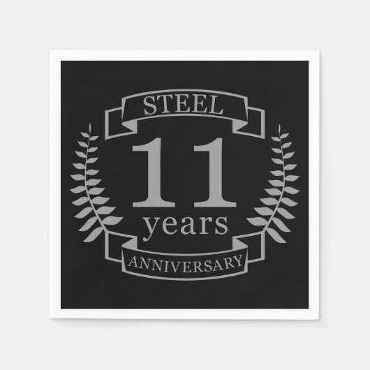 Stahl Elfter Hochzeitstag 11 Jahre Serviette (Vorderseite)