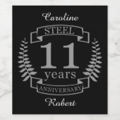 Stahl Elfter Hochzeitstag 11 Jahre Weinetikett (Einzelnes Label)