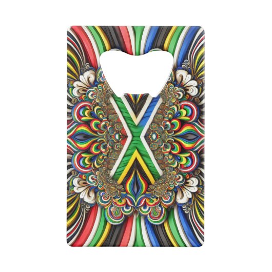 Stahl Flaschenöffner mit südafrikanischen Farben (Vorderseite)