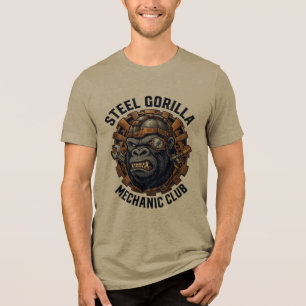 Stahl-Gorilla-Mechaniker-Club-Kunstwerk Tri-Blend Shirt