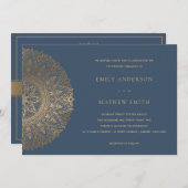 STAHL GRAY GOLD CLASSIC VERZIERT MANDALA WEDD EINLADUNG (Vorne/Hinten)