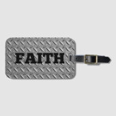 Stahl Hintergrund mit fett schwarzem Glaubenswort Gepäckanhänger (Vorderseite (Horizontal))
