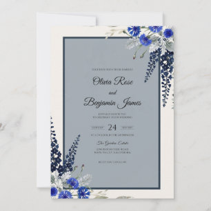 Stahl-Kobalt-Wisteria-Hochzeit Einladung
