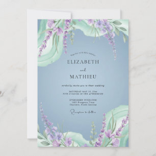 Stahl-Lila-Wisteria-Hochzeit Einladung