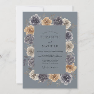 Stahl-Mauve-Ranunculus-Eukalyptus-Hochzeit Einladung