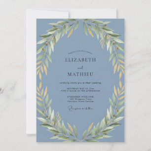 Stahl-Olivenkranz-Hochzeit Einladung